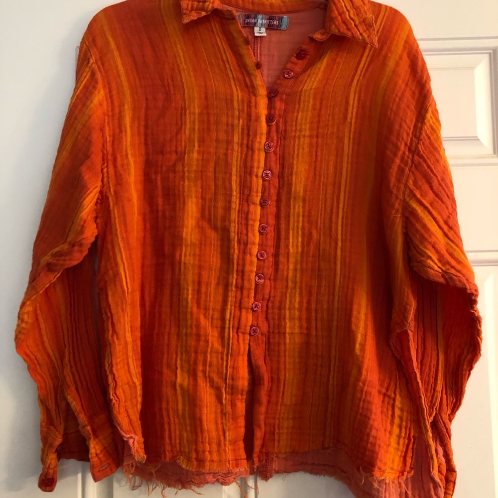 Urban Outfitters Vibrant Orange Button-Up Shirt size S/P